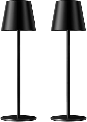 Rechargeable Table Lamp Sets, Cordless Battery Operated Lamps, Black by KakanuoLightings