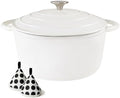 4.5 Quart Enameled Cast Iron Dutch Oven with Self-Basting Lid, White by COOKWINCastIron