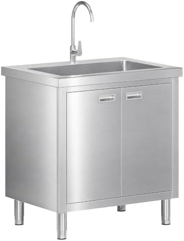 Jocisland 32 x 24 x 34 Inch Stainless Steel Utility Sink with Cabinet by Jocisland