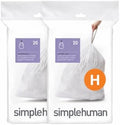 simplehuman Code H 40 Count, Dispenser Pack Custom Fit Liners, Drawstring Trash Bags, 30-35 Liter / 8-9 Gallon, White by Simplehuman