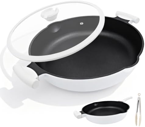 14 Inch Large Deep Frying Pan Skillet with Lid, Saute Pan Nonstick by Bobikuke