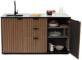 Keter Signature Compact Outdoor Kitchen Island with Sink, Storage Drawers & Cabinet, Brown, Weather-Resistant Resin Patio Prep Table with Countertop by Unknown