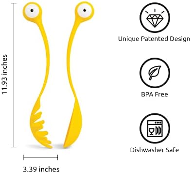 OTOTO Pasta Monsters and Salad Servers - BPA-Free Fun Kitchen Gadgets - 100% Food Safe Salad Spoon and Fork Set - Pasta and Salad Server - 11.93x 3.39 x 2.24 inch - Image 2