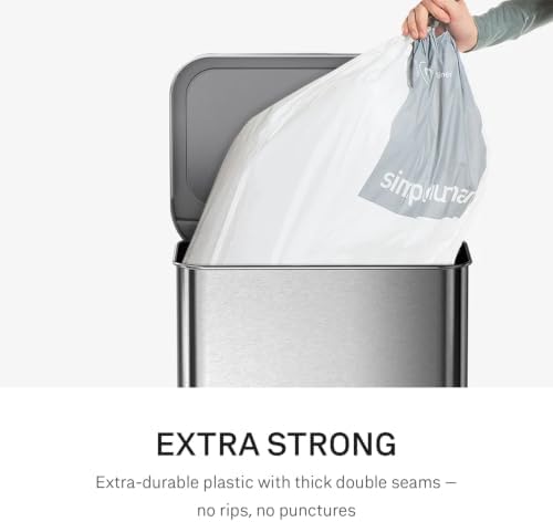 simplehuman Code H 40 Count, Dispenser Pack Custom Fit Liners, Drawstring Trash Bags, 30-35 Liter / 8-9 Gallon, White - Image 3