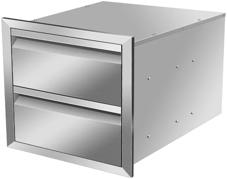 Pull Out Trash Drawer, Lower Sliding Rails Stainless Steel Roll Out Trash Bin Pull Out Tray With Handle For Outdoor Kitchen BBQ Island Grill Station,Double Drawers - Image 7