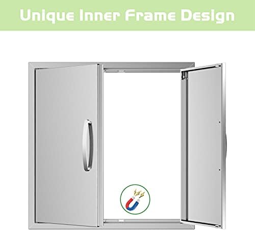 Outdoor Kitchen Doors 24W x 24H Inch, Double BBQ Access Doors 304 Stainless Steel for Outdoor Kitchen Cabinet Grill Station or BBQ Island - Image 4