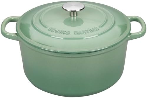 EDGING CASTING Enameled Cast Iron Dutch Oven with Sourdough Bread Baking Kit, Bread Dutch Oven with Lid, Includes Proofing Basket & Baking Tools, 5qt, Sage Green - Image 3