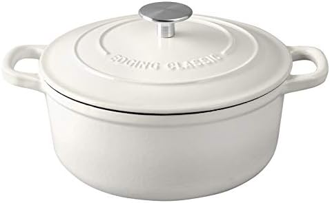 EDGING CASTING Dutch Ovens Enameled Cast Iron Covered 5.5 Quart Dutch Oven with Dual Handle for Bread Baking, White by EDGINGCOOKWARE