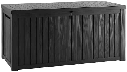 Outdoor Storage Box, 200 Gallon Waterproof Deck Box, Premium Hydraulic Cushion Storage Chest, High-Load Lockable Two-Seater Patio Storage Bench, Large Country Estate, Black by GraceYourYard
