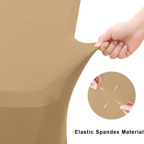 Smiry 2 Pack Spandex Table Cloth 6FT, Elastic Fitted Dark Khaki Tablecloth - Image 4