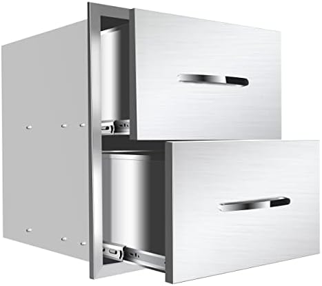 Outdoor Kitchen Drawers Stainless Steel, BBQ Drawer Inserts for Built-in Patio Grill Station, Outdoor Storage Drawer, 18''W x 15''H by MIGODA