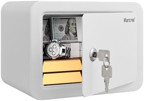 Marcree 0.23 Cubic Safe Box for Kids, Steel Security Safe with Key Lock by MarcreeSafe