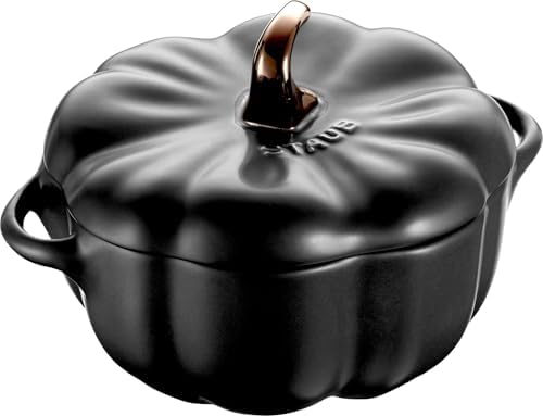 STAUB Ceramic 0.5-qt Petite Ceramic Pumpkin, Oven & Stove Safe up to 572°F, Pumpkin Dish, Ceramic Baking Dish, Candy Dish, Matte Black by Unknown