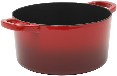 Crock Pot Artisan 7-Quart Round Enameled Cast Iron Dutch Oven With Oven Safe Borosilicate Glass Lid, Heavy-Duty Cookware for Baking, Roasting & Slow Cooking, Red - Image 5
