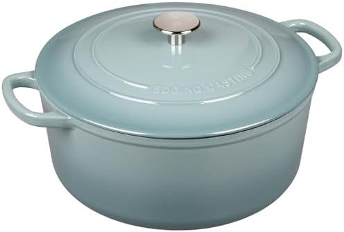 EDGING CASTING Enameled Dutch Ovens Cast Iron Dutch Oven Pot with Lid for Bread Baking, Cook, Dual Handle, 5.5 Quart, Seasalt - Image 4