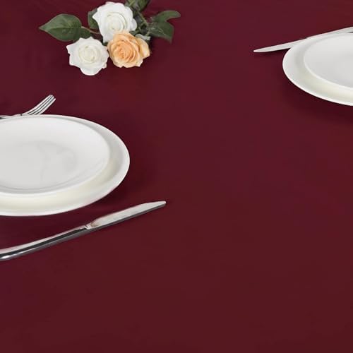 LUSHVIDA Round Tablecloth, Fitted Table Cloth for 45"-56" Tables, Burgundy - Image 5