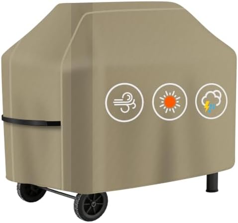Perfect Grill Cover for Outdoor Grills Waterproof Rip-Proof Weather Resistant for Reliable Protection Griddle Cover Easy to Clean Adjustable Hem Drawstring Fade Resistant (Beige, 32) by HAZBEN