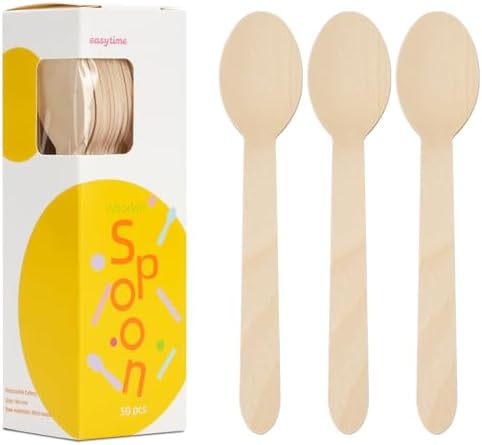 Disposable Wooden Spoons, 150Pcs 6.3" Wooden Cutlery Spoon Disposable Spoons Compostable Utensils for Party, Camping, Traveling, Family Dinners, 3 Boxes of 50Pcs by Unknown