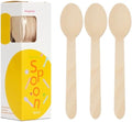 Disposable Wooden Spoons, 150Pcs 6.3" Wooden Cutlery Spoon Disposable Spoons Compostable Utensils for Party, Camping, Traveling, Family Dinners, 3 Boxes of 50Pcs by Unknown