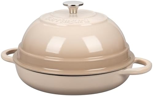 VORRINGARD Cast Iron Enameled Dutch Oven Pot with Lid for Bread Baking, Bread Oven, 6 Quart, Latte - Image 4