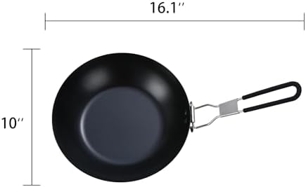 9.5 inch Camping Frying Pan Black Carbon Steel with Folding Handle9.5 inch Camping Frying Pan Black Carbon Steel with Folding Handle - Image 4