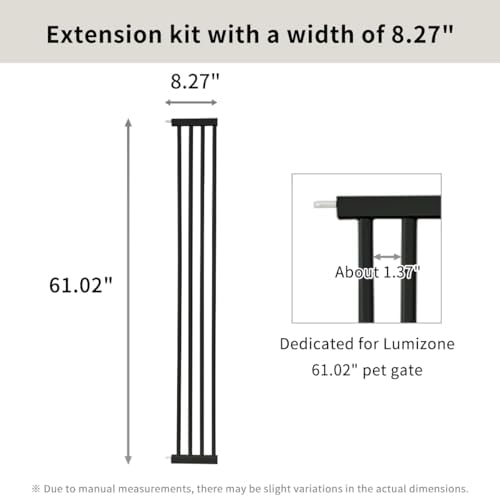 Lumizone Extra Tall Cat Gate Extension Kit 61.02" High 8.27" Wide Black - Image 3