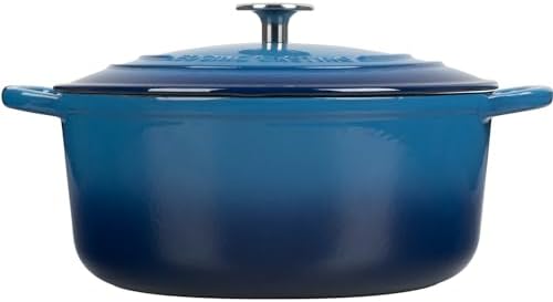 EDGING CASTING Enameled Cast Iron Dutch Oven Pot With Lid for Cooking, Bread Baking, Bread Oven, 5.5 Quart, Lake Blue - Image 7