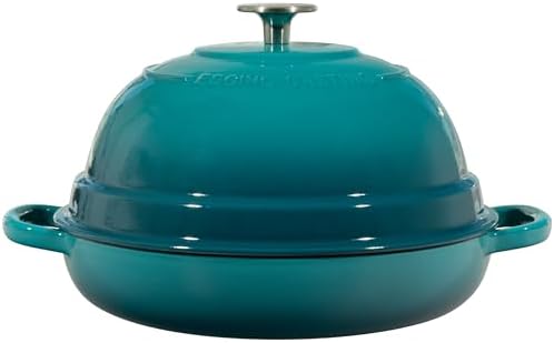 EDGING CASTING Enameled Cast Iron Dutch Oven Pot with Lid, Round Bread Oven for Homemade Sourdough Bread Baking, 6 Quart, Darkcyan - Image 6