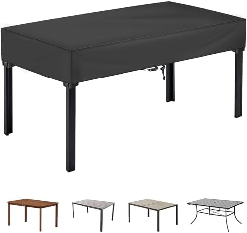 TOHONFOO Waterproof Rectangular Patio Table Cover, 90" x 40" x 6", Black by TOHONFOO