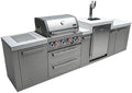 Mont Alpi Premium 130"W x 23"D x 55"H Stainless Steel Modular Outdoor Kitchen Island with Side Burner + 3-tap Kegerator Beer Dispenser + 32"W 4-Burner BBQ Gas Grill + Granite Countertops + Storage by MontAlpi