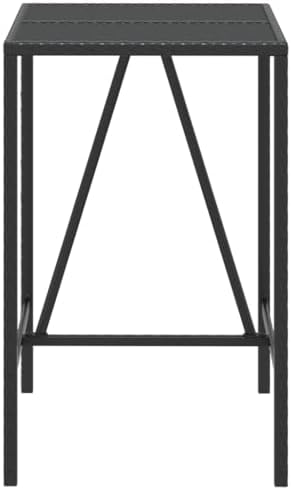 Bar Table Glass Top Poly Rattan, Kitchen, Outdoor Tables, Deck, Patio, Dining, Ideal for Garden, Balcony - Black - Image 4