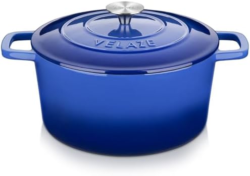 Velaze 6 QT Enameled Cast Iron Dutch Oven Pot with Lid, Blue by Velaze