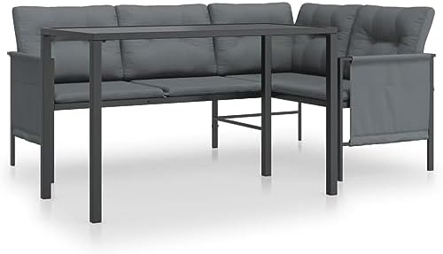 2 Piece Patio Dining Set Anthracite Steel, Outdoor Patio Furniture Set, Garden Furniture Set, Poolside Lounge Furniture for Patio, Garden, and Poolside - Image 2
