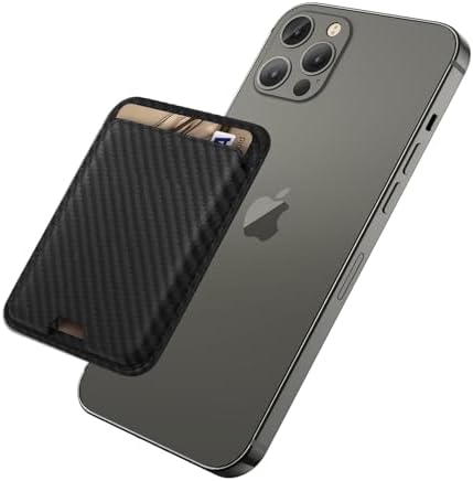 iLodn Magnetic Wallet Compatible with MagSafe for iPhone 17 16 15 14 13 12 Pro Max Air Plus Model, Mag 3 Safe Card Holder Stick on Accessories for Cell Phone & Case, Carbon Fiber Black by iLodn