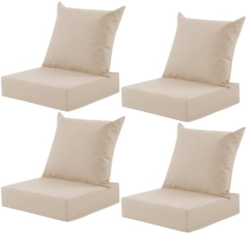 Outdoor Deep Seat Cushion Set, 24x24 Inch, Beige, Set of 4 by MuaMelop