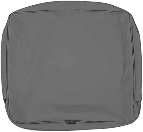 Classic Accessories Montlake Water-Resistant 23 x 22 x 4 Inch Outdoor Back Cushion Slip Cover, Patio Furniture Cushion Cover, Light Charcoal Grey, Patio Furniture Cushion Covers by ClassicAccessories
