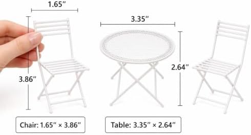 Miniature Dollhouse Furniture 1 12 Scale Bistro Set Metal Table & Chairs - Image 5