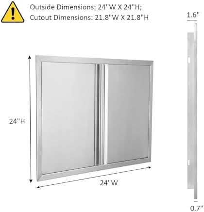 BI-DTOOL Double BBQ Access Door 24" W x 24" H 304 Brushed Stainless Steel BBQ Island Doors for Outdoor Kitchen, Outdoor Cabinet, Barbeque Grill or BBQ Island - Image 2