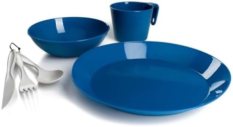 GSI Outdoors Cascadian Table Set I 6-Piece Camping, Backpacking Mess Kit, Plastic BPA Free, Plate, Bowl, Mug, Cup & Cutlery Set by GSIOutdoors