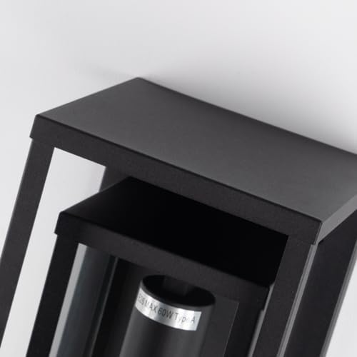 mirrea 14" Modern Outdoor Porch Wall Light, Matte Black, 4 Pack - Image 3