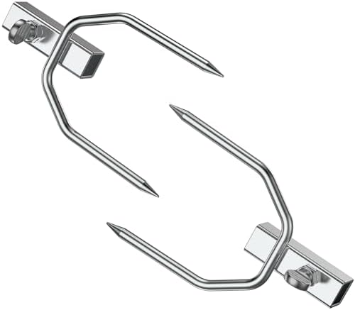 Onlyfire 6104 Chromed Heavy Duty BBQ Rotisserie Meat Fork (1 Pair), Only Fits 5/16" Square Rotisserie Spit Rods (Pack of 2) - Image 2
