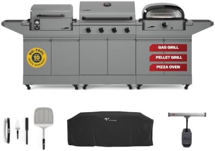 Tytus 3-in-1 Gas Grill, Pellet Smoker, Pizza Oven, Cover, Light, Pizza Kit by TYTUS