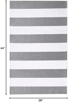 IOHOUZE 27.5x43 Striped Outdoor Door Mat, Washable Porch Rug, Grey/White - Image 2