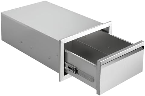 Outdoor Kitchen Drawers 14" W x 8.5" H x 23" D Flush Mount Single BBQ Drawers Built-in Stainless Steel Drawer for Outdoor Kitchen Island, Patio Grill Station by SGOLAN