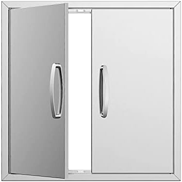 Outdoor Kitchen Doors 24W x 24H Inch, Double BBQ Access Doors 304 Stainless Steel for Outdoor Kitchen Cabinet Grill Station or BBQ Island by KODOM
