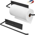 Paper Towel Holder Black, Toilet Paper Roll Holder Magnetic Towel Rack Wall Mount Fridge Organizer Shelf for Towels Rolls Bar Bathroom Toilet Pantry RV Essentials Kitchen Organizers and Storage 2 Pack by SeropyDirect