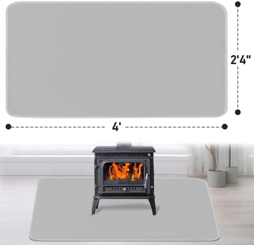 Fireproof Fireplace Rug for Home Protection, 4' x 2'4" x 0.04'', Grey - Image 2