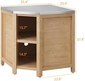 MOUMON Corner Patio Kitchen Storage Cabinet with Stainless Steel Countertop - Image 2