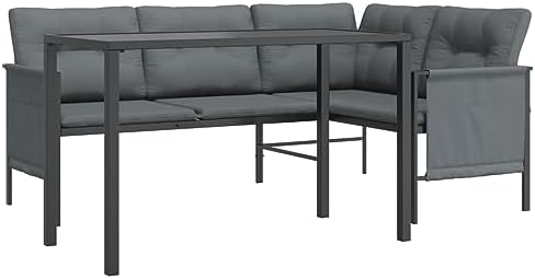 Garden Dining Set Anthracite Steel, Textilene, Fabric Medium Patio Sofa Set Garden Furniture Set for Lawn Porch - Image 3