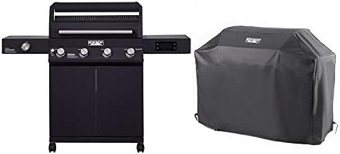 Monument Grills Denali Series, Denali 425 4-Burner Liquid Propane Gas Smart BBQ Grill Stainless Steel with BBQ Cover (2 items) by MonumentGrills